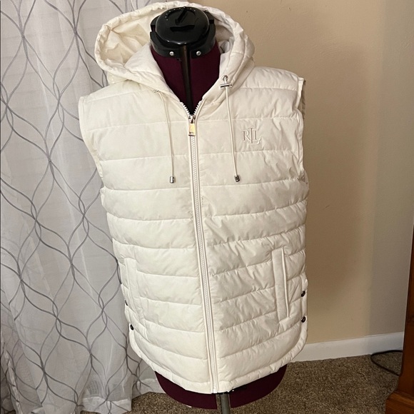 Lauren Ralph Lauren Jackets & Blazers - Lauren Ralph Lauren Cream Hooded Puffer Vest